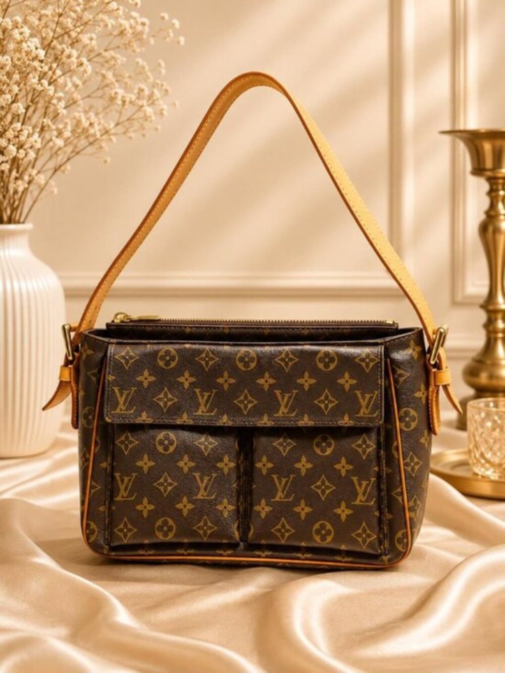 Authentic Louis Vuitton Viva Cite GM Monogram Canvas Shoulder Bag